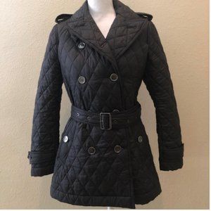 Burberry Brit Quilted Double Breasted Trench Coat